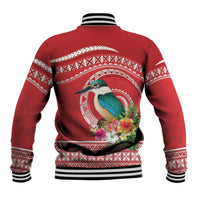 Wallis et Futuna Kingfisher Baseball Jacket Polynesian Tropical Flowers