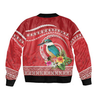 Wallis et Futuna Kingfisher Bomber Jacket Polynesian Tropical Flowers LT9 - Polynesian Pride