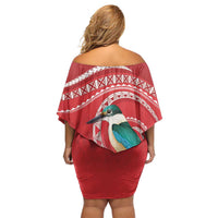 Wallis et Futuna Kingfisher Family Matching Off Shoulder Short Dress and Hawaiian Shirt Polynesian Tropical Flowers LT9 - Polynesian Pride