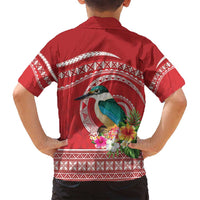 Wallis et Futuna Kingfisher Family Matching Summer Maxi Dress and Hawaiian Shirt Polynesian Tropical Flowers LT9 - Polynesian Pride