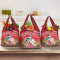 Wallis et Futuna Kingfisher Grocery Bag Polynesian Tropical Flowers LT9 3-pack One Size Red - Polynesian Pride