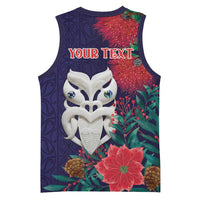 Maori Wheku Meri Kirihimete Personalised Basketball Jersey All Blue Indigenous Maori Motif - Polynesian Pride