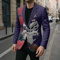 Maori Wheku Meri Kirihimete Personalised Blazer All Blue Indigenous Maori Motif - Polynesian Pride