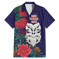 Maori Wheku Meri Kirihimete Personalised Family Matching Mermaid Dress and Hawaiian Shirt All Blue Indigenous Maori Motif - Polynesian Pride