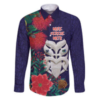 Maori Wheku Meri Kirihimete Personalised Family Matching Puletasi and Hawaiian Shirt All Blue Indigenous Maori Motif - Polynesian Pride