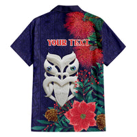Maori Wheku Meri Kirihimete Personalised Family Matching Tank Maxi Dress and Hawaiian Shirt All Blue Indigenous Maori Motif - Polynesian Pride