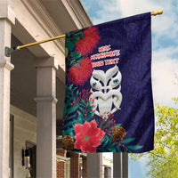 Maori Wheku Meri Kirihimete Personalised Garden Flag All Blue Indigenous Maori Motif - Polynesian Pride