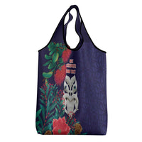 Maori Wheku Meri Kirihimete Personalised Grocery Bag All Blue Indigenous Maori Motif - Polynesian Pride