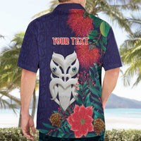 Maori Wheku Meri Kirihimete Personalised Hawaiian Shirt All Blue Indigenous Maori Motif - Polynesian Pride