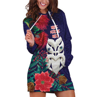 Maori Wheku Meri Kirihimete Personalised Hoodie Dress All Blue Indigenous Maori Motif - Polynesian Pride