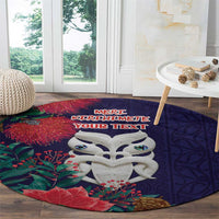 Maori Wheku Meri Kirihimete Personalised Round Carpet All Blue Indigenous Maori Motif - Polynesian Pride