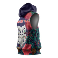 Maori Wheku Meri Kirihimete Personalised Sleeveless Hoodie All Blue Indigenous Maori Motif - Polynesian Pride