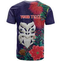 Maori Wheku Meri Kirihimete Personalised T Shirt All Blue Indigenous Maori Motif - Polynesian Pride