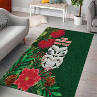 Maori Wheku Meri Kirihimete Personalised Area Rug All Green Indigenous Maori Motif - Polynesian Pride