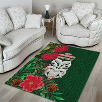 Maori Wheku Meri Kirihimete Personalised Area Rug All Green Indigenous Maori Motif - Polynesian Pride
