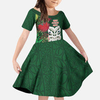 Maori Wheku Meri Kirihimete Personalised Family Matching Off Shoulder Maxi Dress and Hawaiian Shirt All Green Indigenous Maori Motif - Polynesian Pride