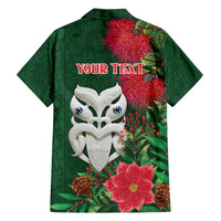 Maori Wheku Meri Kirihimete Personalised Family Matching Off Shoulder Maxi Dress and Hawaiian Shirt All Green Indigenous Maori Motif - Polynesian Pride