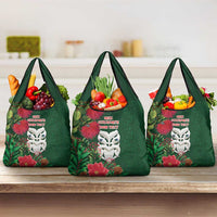 Maori Wheku Meri Kirihimete Personalised Grocery Bag All Green Indigenous Maori Motif - Polynesian Pride