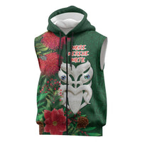 Maori Wheku Meri Kirihimete Personalised Sleeveless Zip Hoodie All Green Indigenous Maori Motif LT9 Green - Polynesian Pride