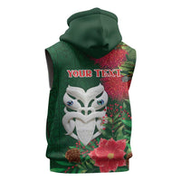 Maori Wheku Meri Kirihimete Personalised Sleeveless Zip Hoodie All Green Indigenous Maori Motif LT9 - Polynesian Pride