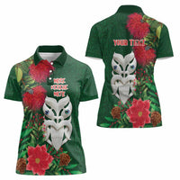 Maori Wheku Meri Kirihimete Personalised Women Polo Shirt All Green Indigenous Maori Motif - Polynesian Pride