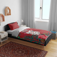 Maori Wheku Meri Kirihimete Personalised Bedding Set All Red Indigenous Maori Motif - Polynesian Pride