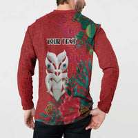Maori Wheku Meri Kirihimete Personalised Button Sweatshirt All Red Indigenous Maori Motif LT9 - Polynesian Pride