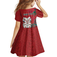 Maori Wheku Meri Kirihimete Personalised Family Matching Summer Maxi Dress and Hawaiian Shirt All Red Indigenous Maori Motif LT9 - Polynesian Pride