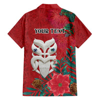 Maori Wheku Meri Kirihimete Personalised Family Matching Tank Maxi Dress and Hawaiian Shirt All Red Indigenous Maori Motif - Polynesian Pride
