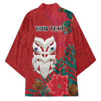 Maori Wheku Meri Kirihimete Personalised Kimono All Red Indigenous Maori Motif - Polynesian Pride