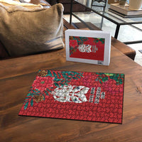 Maori Wheku Meri Kirihimete Personalised Puzzle All Red Indigenous Maori Motif - Polynesian Pride