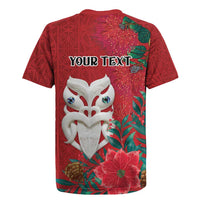 Maori Wheku Meri Kirihimete Personalised Rugby Jersey All Red Indigenous Maori Motif - Polynesian Pride