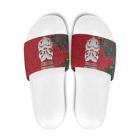 Maori Wheku Meri Kirihimete Personalised Slide Sandals All Red Indigenous Maori Motif - Polynesian Pride