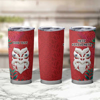 Maori Wheku Meri Kirihimete Personalised Tumbler Cup All Red Indigenous Maori Motif - Polynesian Pride