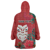 Maori Wheku Meri Kirihimete Personalised Wearable Blanket Hoodie All Red Indigenous Maori Motif - Polynesian Pride