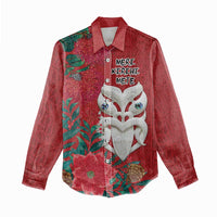 Maori Wheku Meri Kirihimete Personalised Women Casual Shirt All Red Indigenous Maori Motif - Polynesian Pride