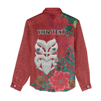 Maori Wheku Meri Kirihimete Personalised Women Casual Shirt All Red Indigenous Maori Motif - Polynesian Pride