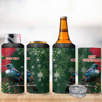 Tui Meri Kirihimete Personalised 4 in 1 Can Cooler Tumbler Pohutukawa Flowers Green Motif LT9 - Polynesian Pride