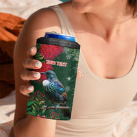 Tui Meri Kirihimete Personalised 4 in 1 Can Cooler Tumbler Pohutukawa Flowers Green Motif LT9 - Polynesian Pride