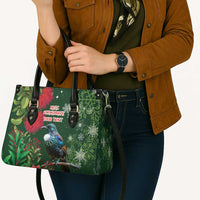 Tui Meri Kirihimete Personalised Leather Bag Pohutukawa Flowers Green Motif LT9 - Polynesian Pride
