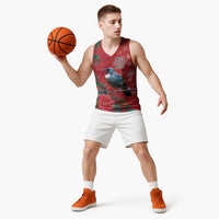Tui Meri Kirihimete Personalised Basketball Jersey Pohutukawa Flowers Red Motif - Polynesian Pride