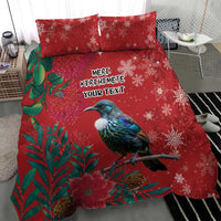 Tui Meri Kirihimete Personalised Bedding Set Pohutukawa Flowers Red Motif LT9 - Polynesian Pride