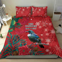 Tui Meri Kirihimete Personalised Bedding Set Pohutukawa Flowers Red Motif LT9 - Polynesian Pride