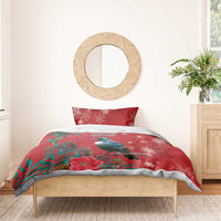 Tui Meri Kirihimete Personalised Bedding Set Pohutukawa Flowers Red Motif LT9 - Polynesian Pride