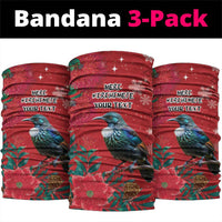 Tui Meri Kirihimete Personalised Neck Gaiter Pohutukawa Flowers Red Motif - Polynesian Pride