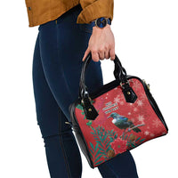 Tui Meri Kirihimete Personalised Shoulder Handbag Pohutukawa Flowers Red Motif - Polynesian Pride
