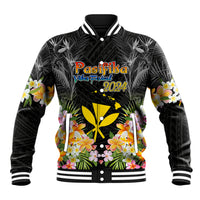 Pasifika Vibes Festival 2024 Baseball Jacket Kanaka Maoli With Hawaiian Islands LT9 Unisex Black - Polynesian Pride