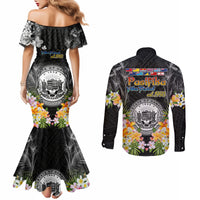 Pasifika Vibes Festival 2024 Couples Matching Mermaid Dress and Long Sleeve Button Shirt Kanaka Maoli With Hawaiian Islands LT9 - Polynesian Pride