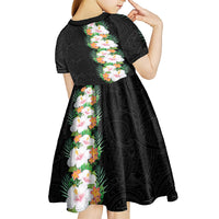 Hawaii Tropical Flowers Tribal Pattern Kid Short Sleeve Dress No3 LT9 - Polynesian Pride