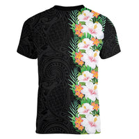 Hawaii Tropical Flowers Tribal Pattern Women V Neck T Shirt No3 LT9 - Polynesian Pride